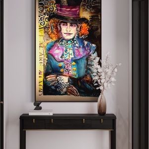 Original painting of Mad Hatter, signed and matted.